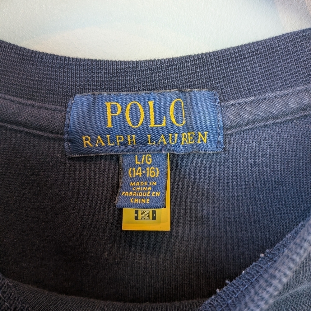 POLO RALPH LAUREN Kid Crewneck Size Large 14-16 Navy Blue Unisex - Picture 3 of 11